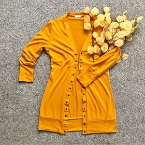 Golden yellow long cardigan